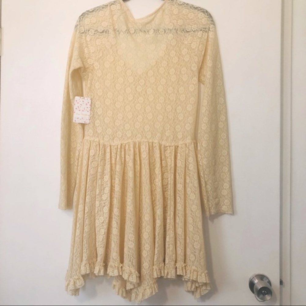 SOLDNWT Free People Women's Long Sleeve Witchy Lace Skater Dress Tea Size Medium - Picture 10 of 12